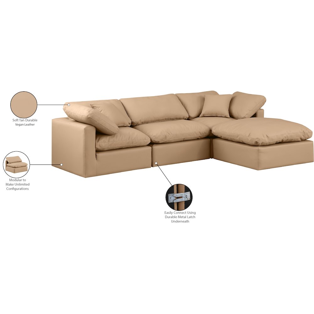 Indulge Tan Vegan Leather Modular Sectional