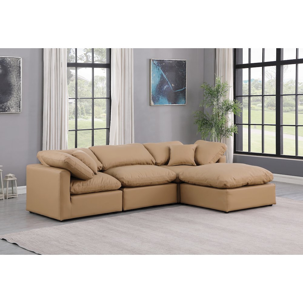 Indulge Tan Vegan Leather Modular Sectional
