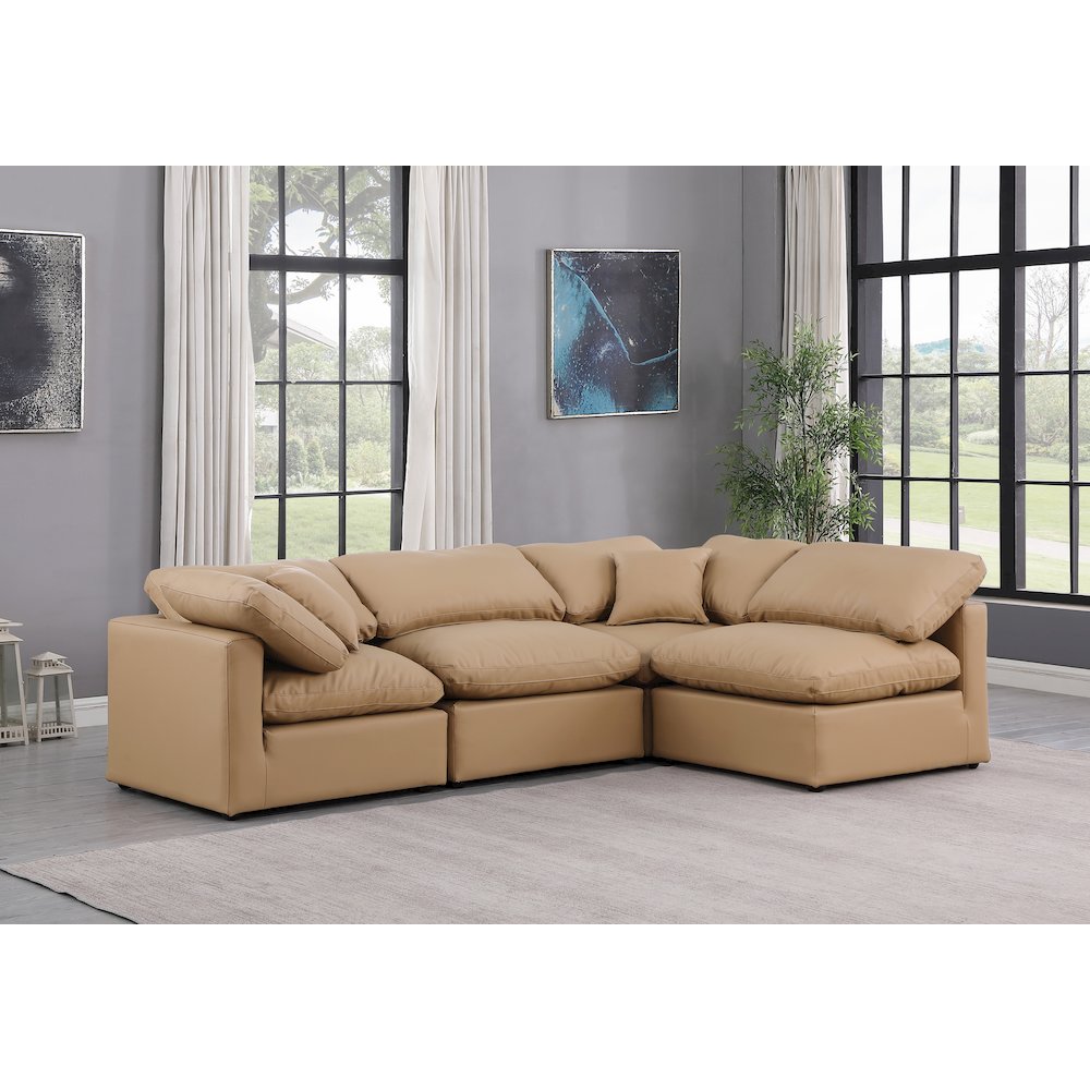 Indulge Tan Vegan Leather Modular Sectional