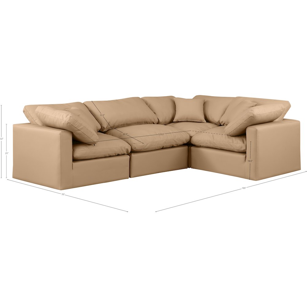 Indulge Tan Vegan Leather Modular Sectional