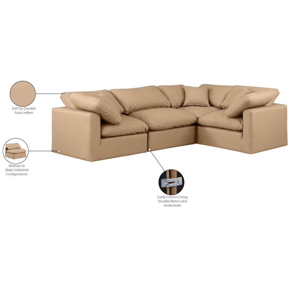 Indulge Tan Vegan Leather Modular Sectional