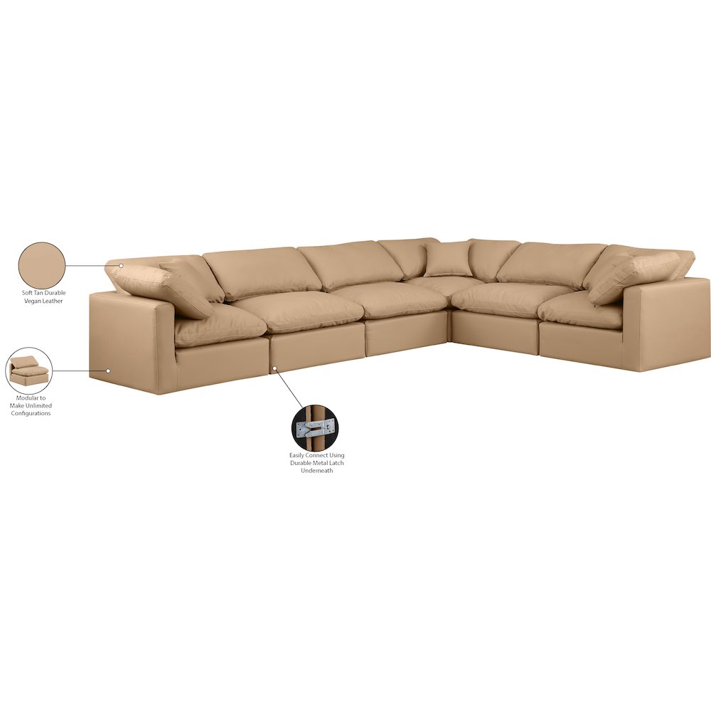 Indulge Tan Vegan Leather Modular Sectional