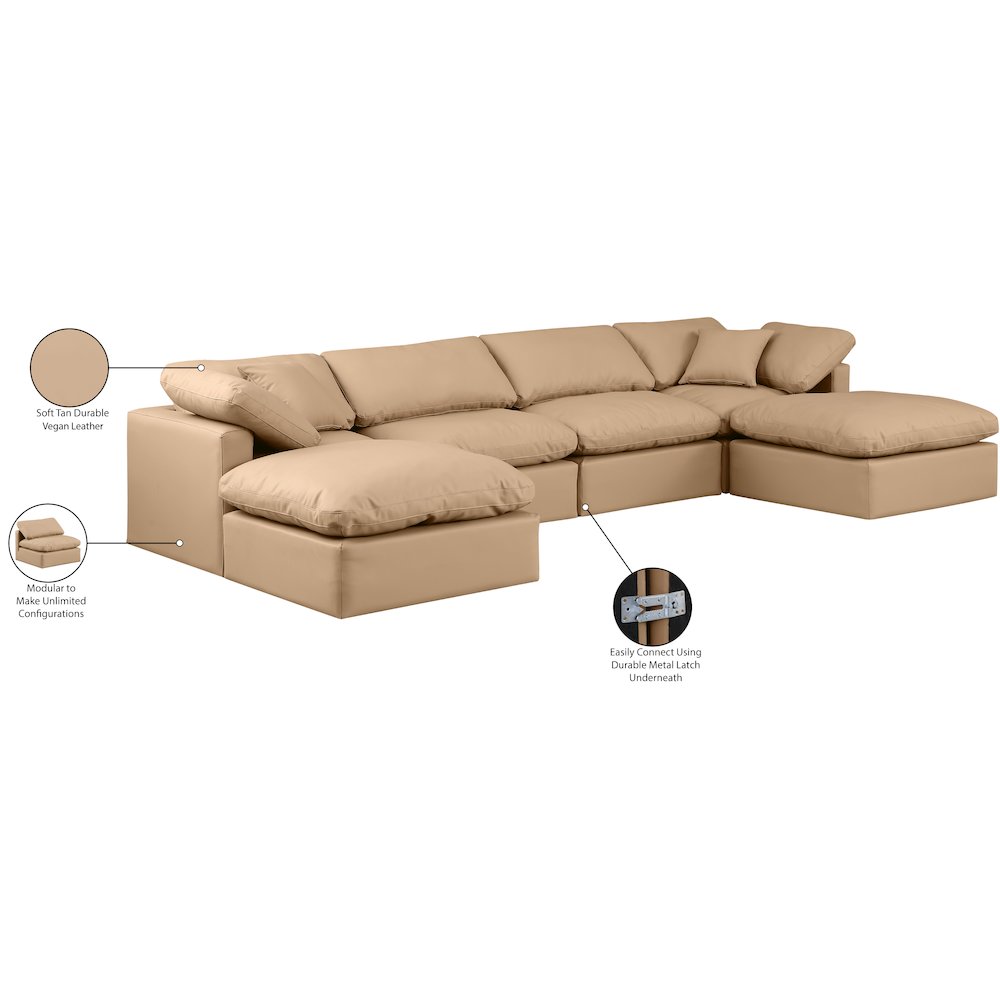 Indulge Tan Vegan Leather Modular Sectional