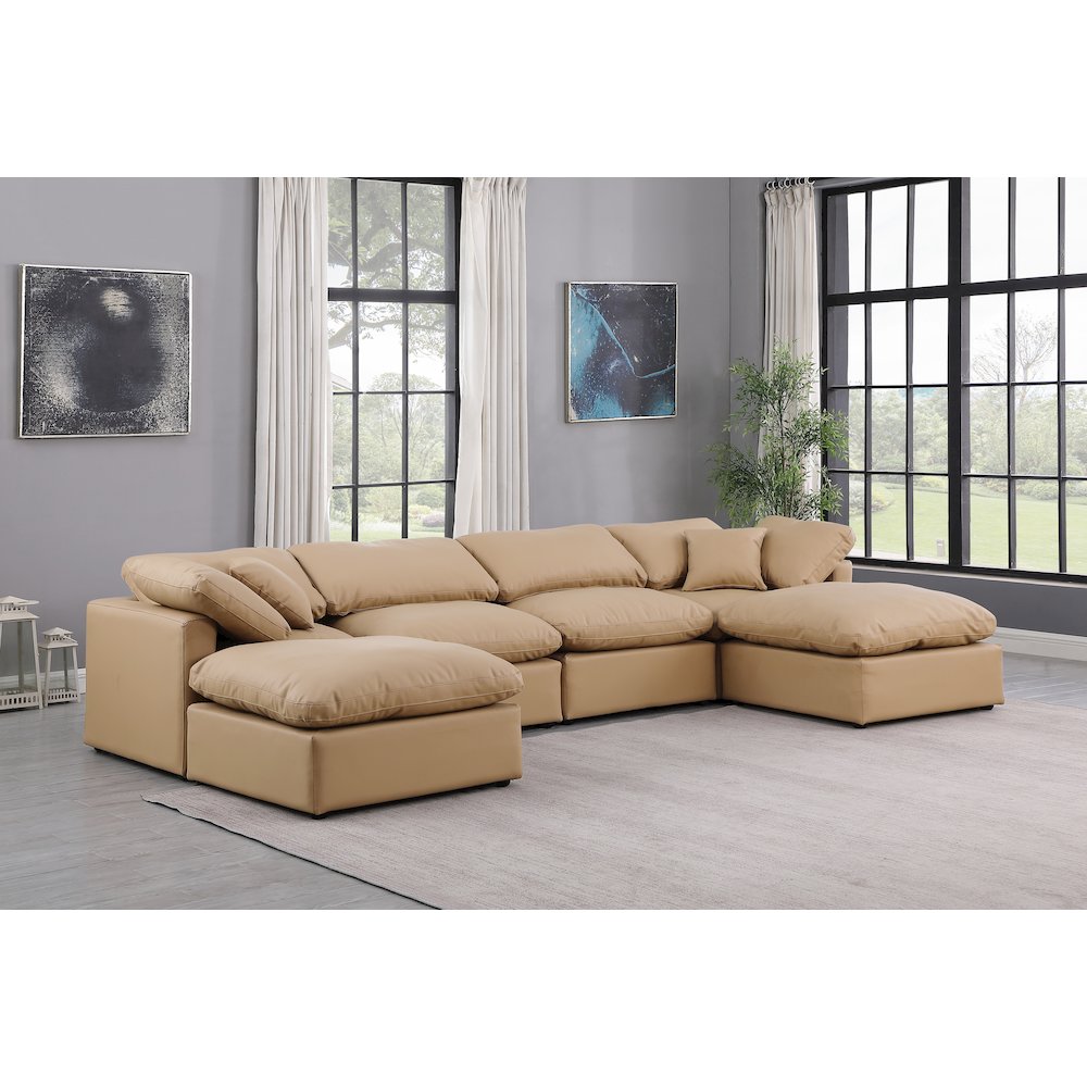 Indulge Tan Vegan Leather Modular Sectional