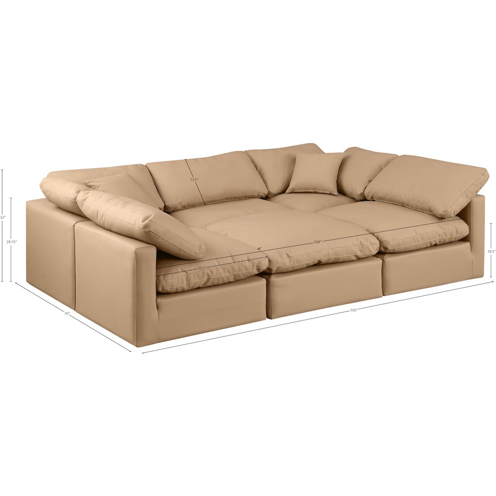 Indulge Tan Vegan Leather Modular Sectional