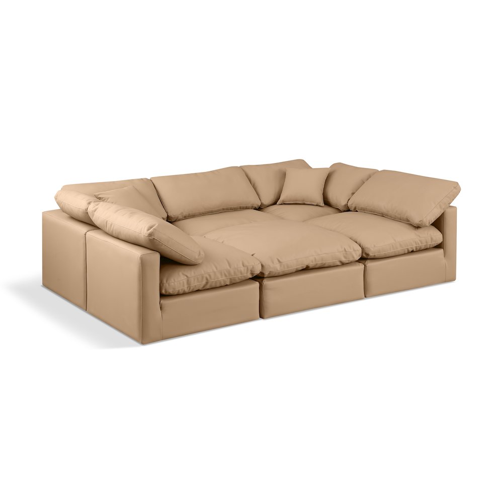 Indulge Tan Vegan Leather Modular Sectional