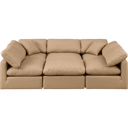 Indulge Tan Vegan Leather Modular Sectional