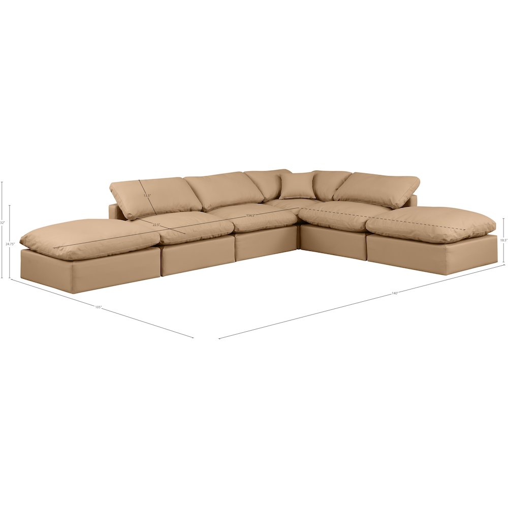 Indulge Tan Vegan Leather Modular Sectional