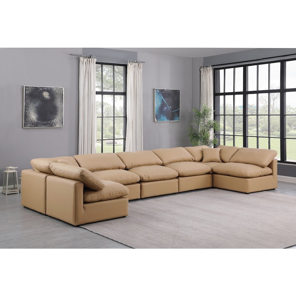 Indulge Tan Vegan Leather Modular Sectional