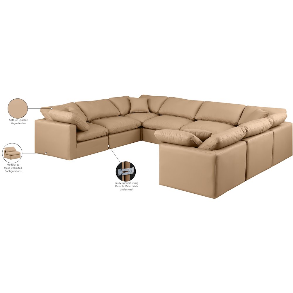 Indulge Tan Vegan Leather Modular Sectional