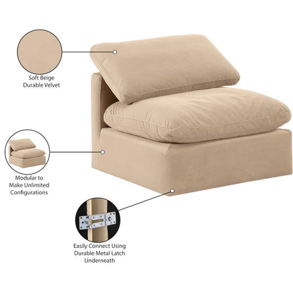 Indulge Beige Velvet Armless Chair