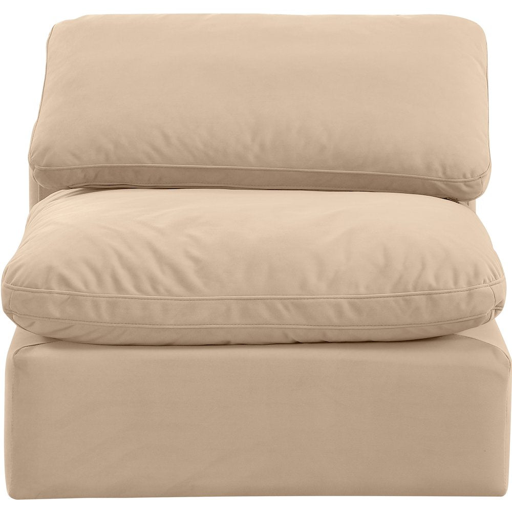 Indulge Beige Velvet Armless Chair