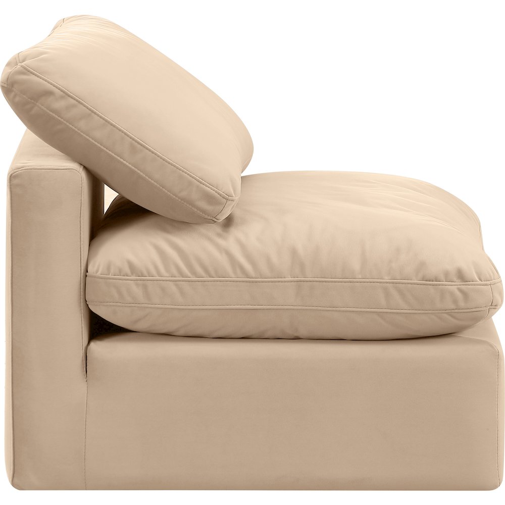 Indulge Beige Velvet Armless Chair