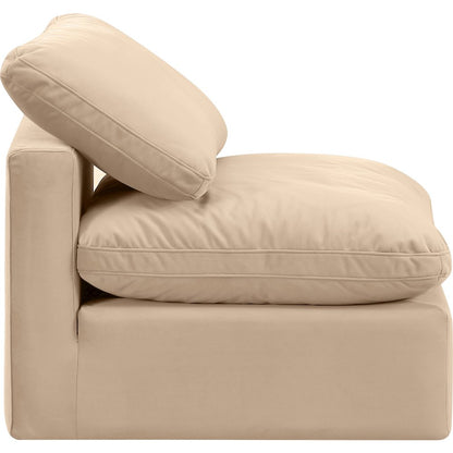 Indulge Beige Velvet Armless Chair