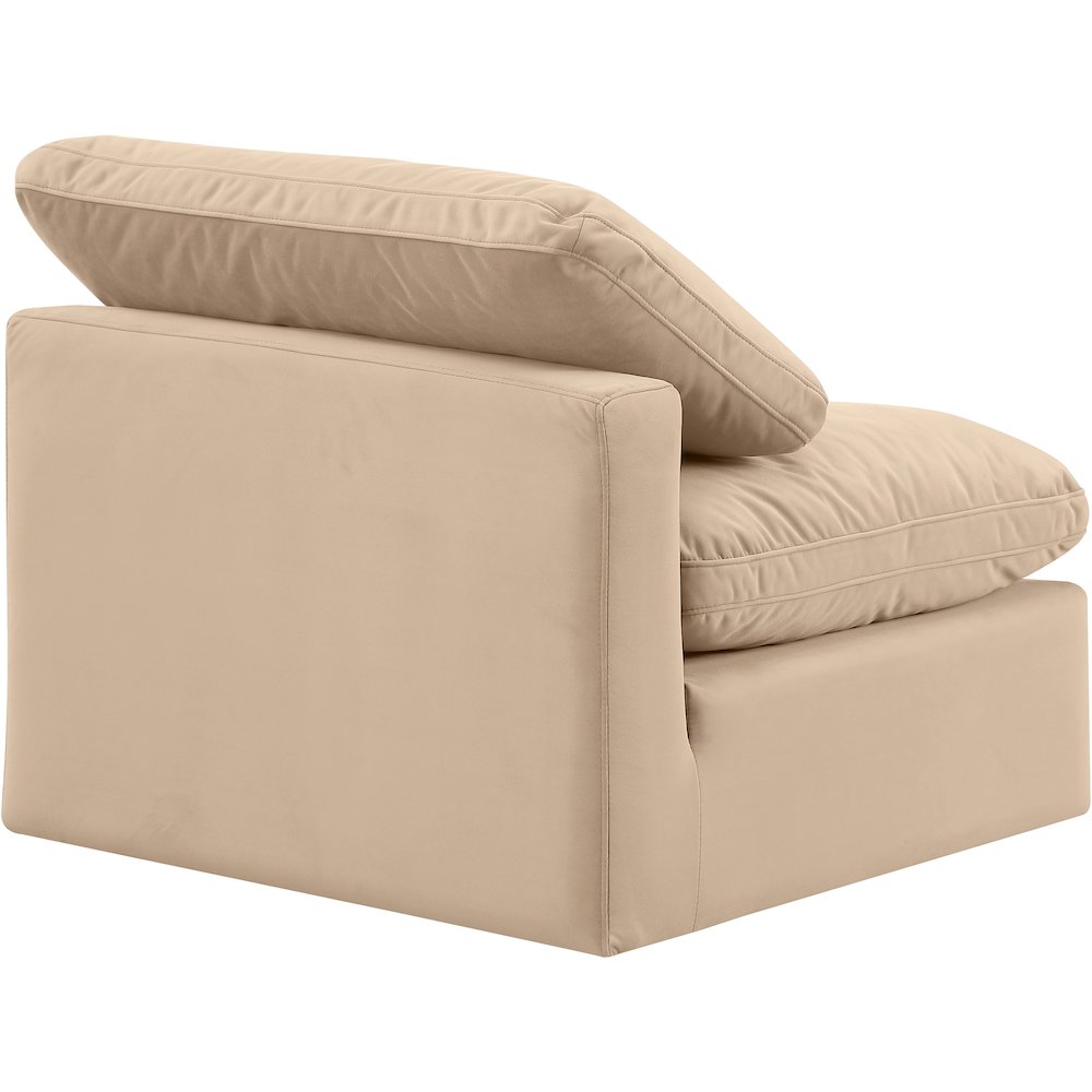 Indulge Beige Velvet Armless Chair