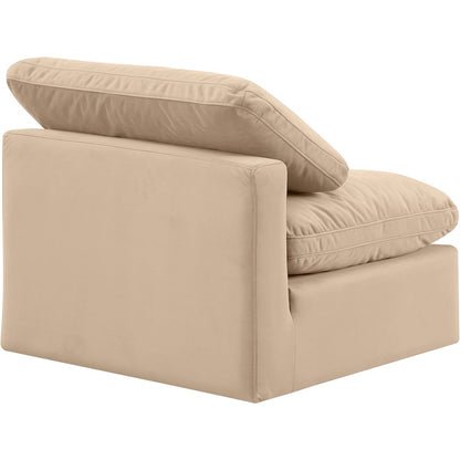 Indulge Beige Velvet Armless Chair