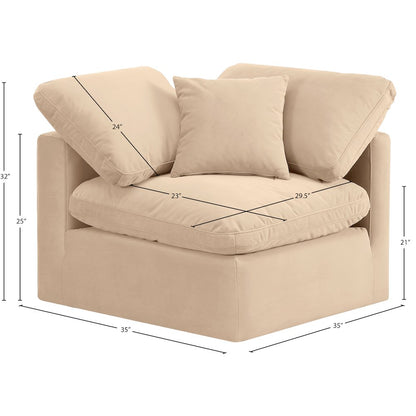 Indulge Beige Velvet Corner Chair