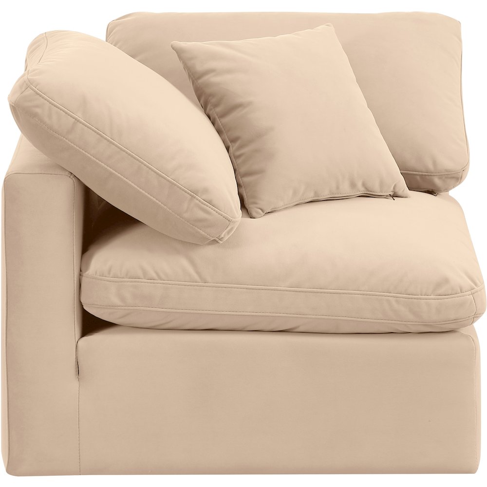 Indulge Beige Velvet Corner Chair