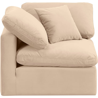 Indulge Beige Velvet Corner Chair
