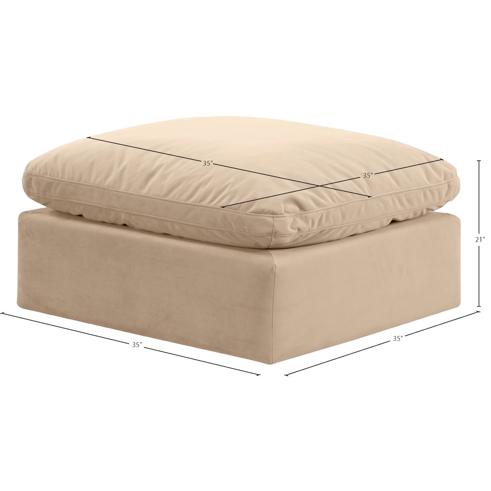 Indulge Beige Velvet Ottoman