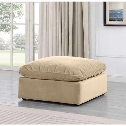 Indulge Beige Velvet Ottoman