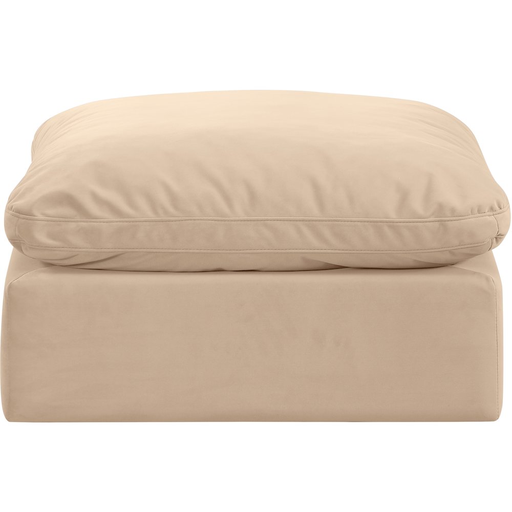 Indulge Beige Velvet Ottoman