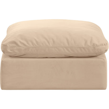 Indulge Beige Velvet Ottoman