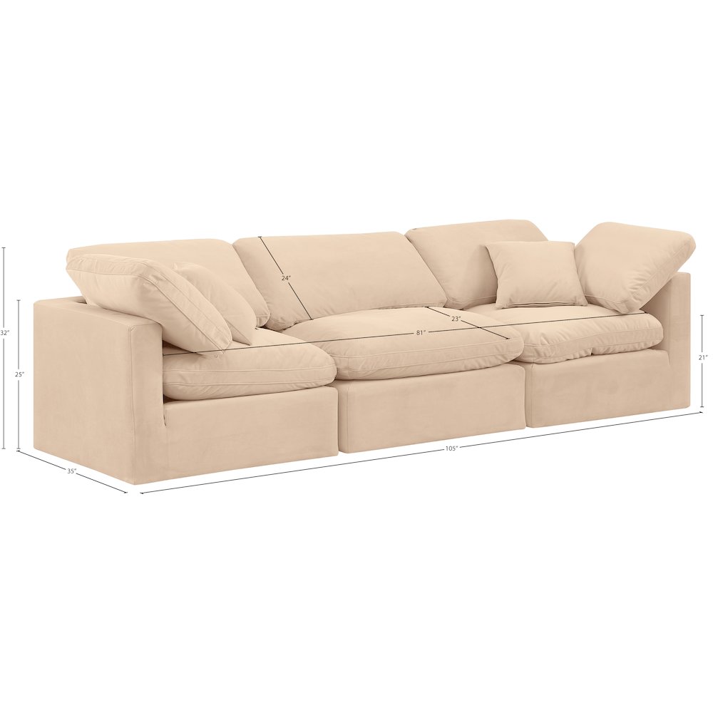 Indulge Beige Velvet Modular Sofa