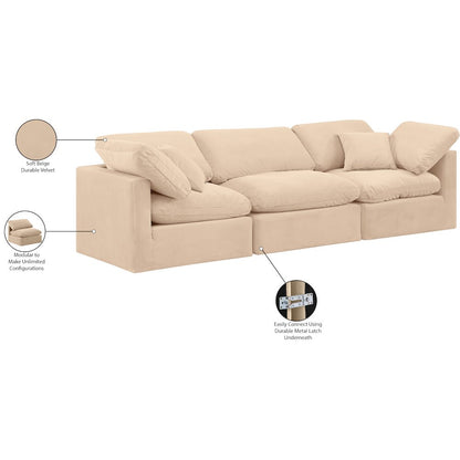 Indulge Beige Velvet Modular Sofa