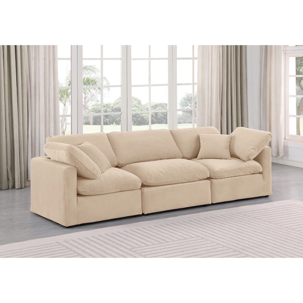Indulge Beige Velvet Modular Sofa