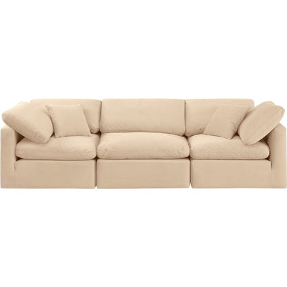 Indulge Beige Velvet Modular Sofa