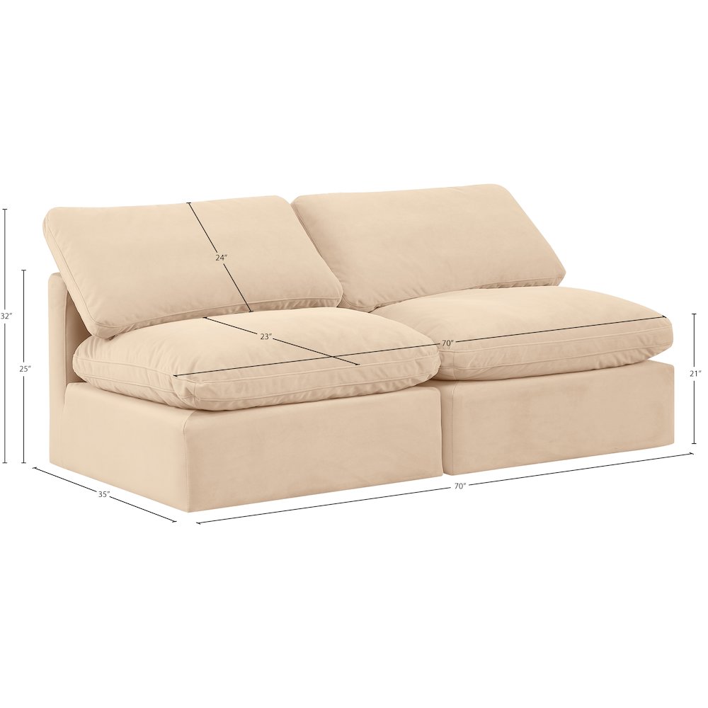 Indulge Beige Velvet Modular Sofa
