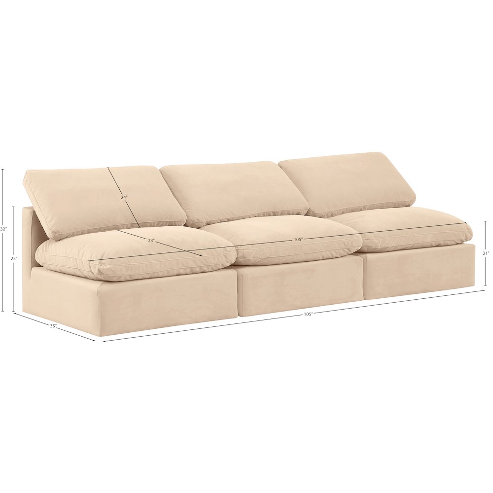 Indulge Beige Velvet Modular Sofa