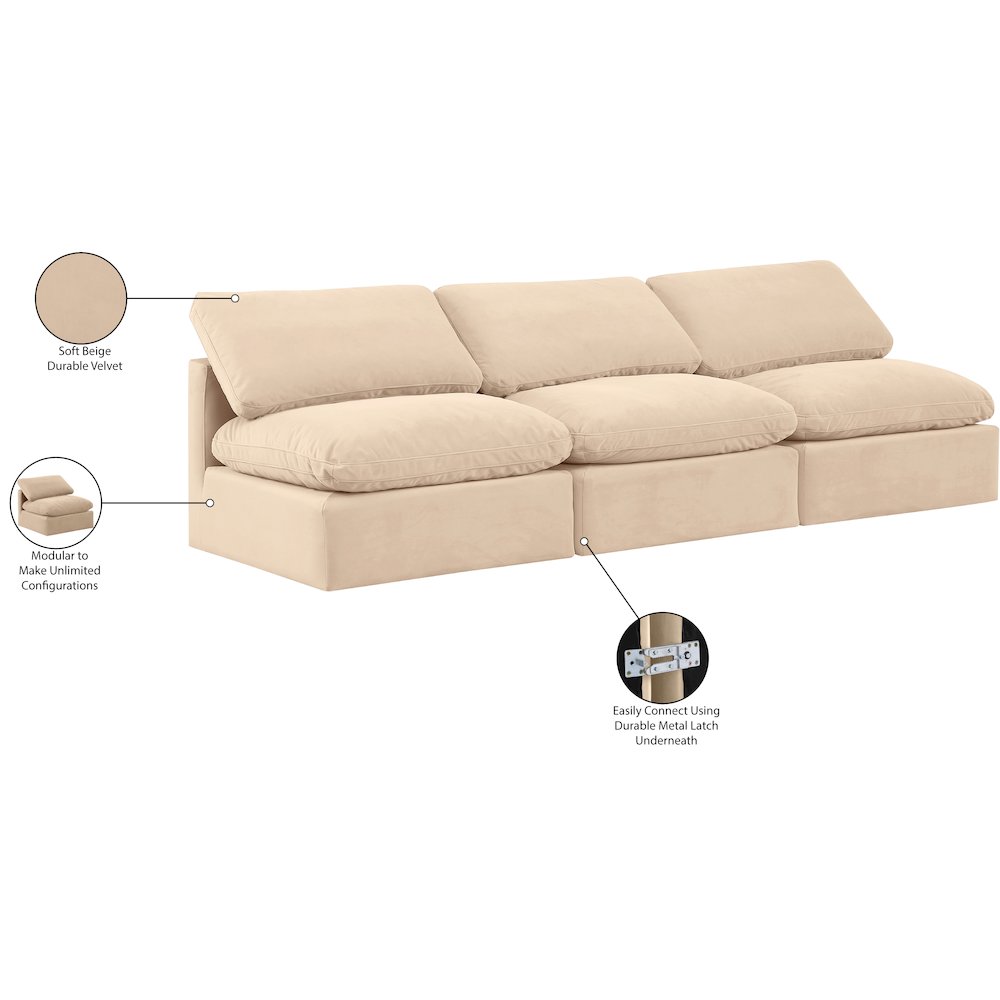 Indulge Beige Velvet Modular Sofa