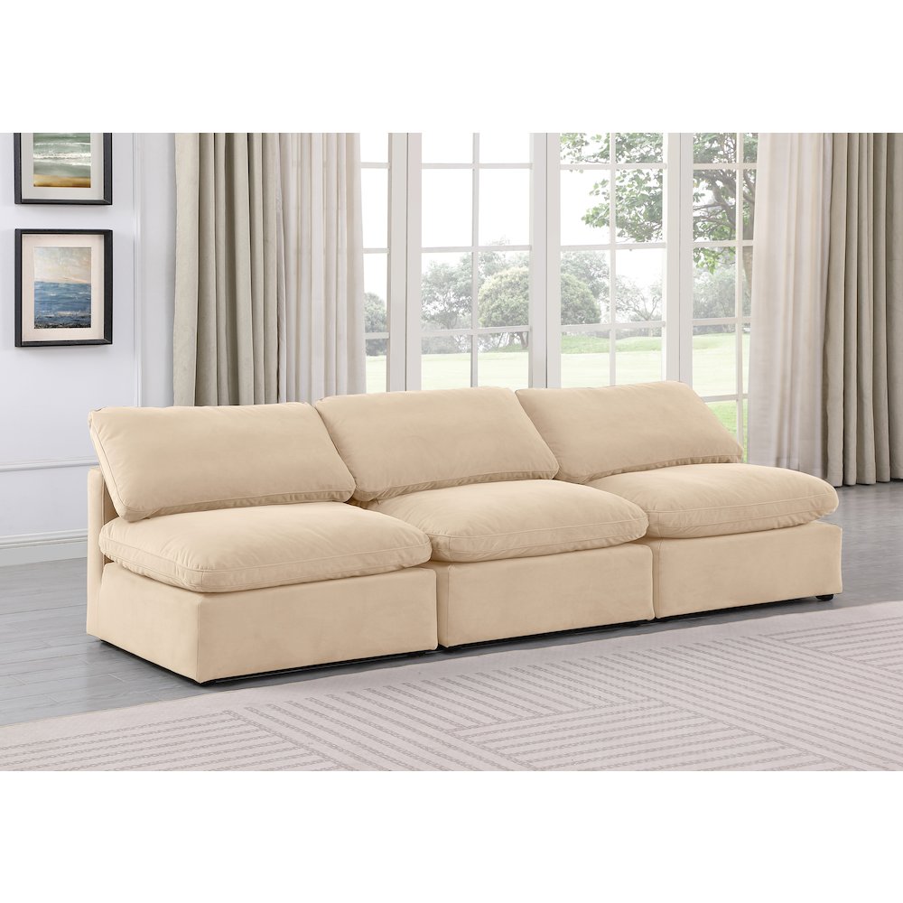 Indulge Beige Velvet Modular Sofa