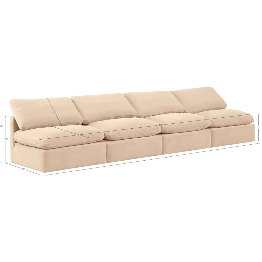 Indulge Beige Velvet Modular Sofa