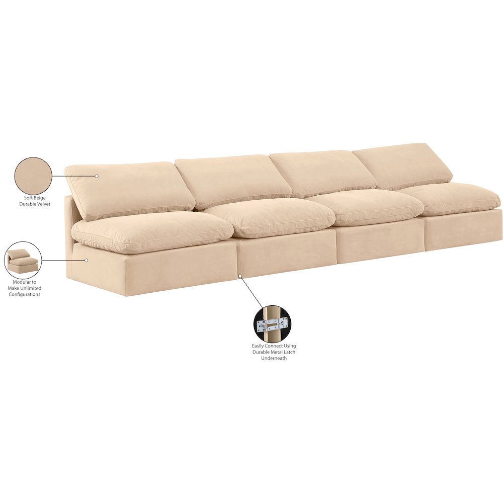 Indulge Beige Velvet Modular Sofa