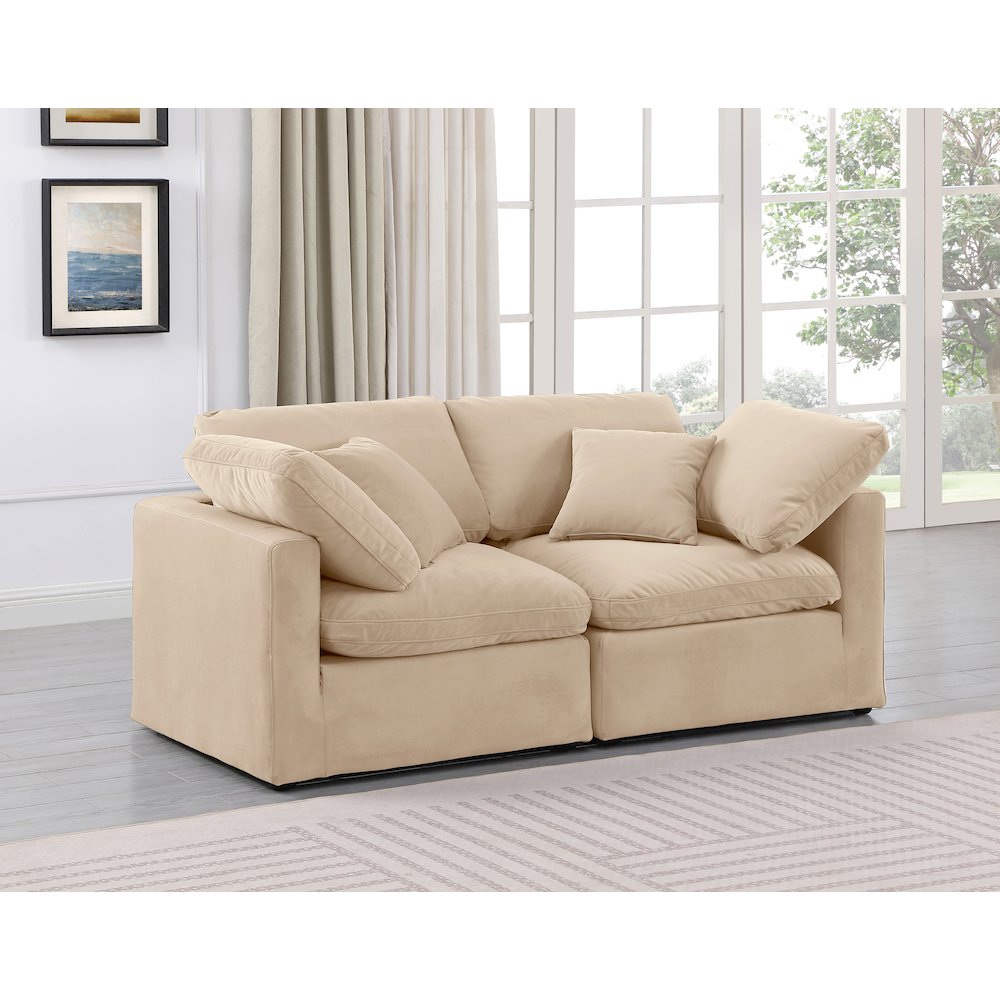 Indulge Beige Velvet Modular Sofa