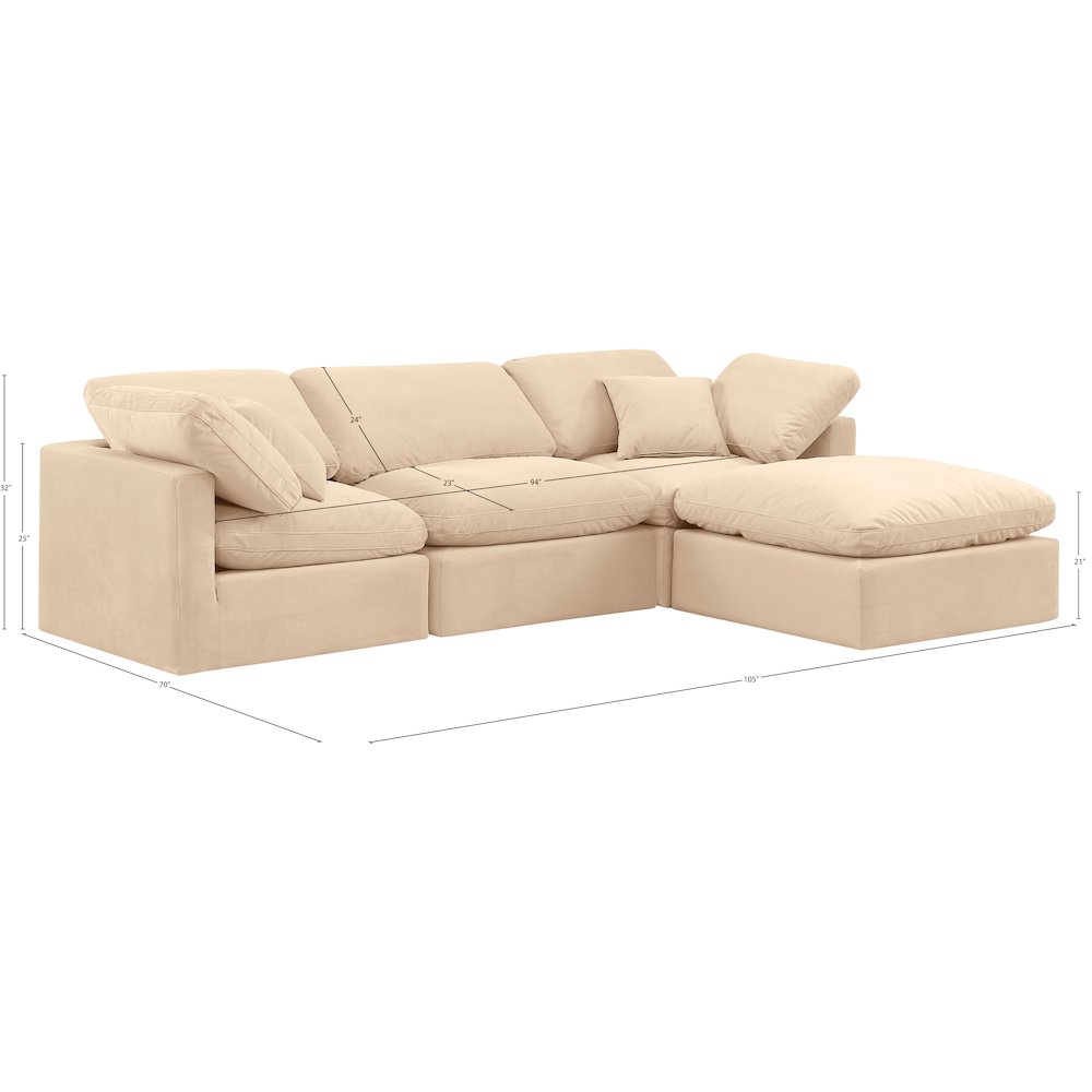 Indulge Beige Velvet Modular Sectional
