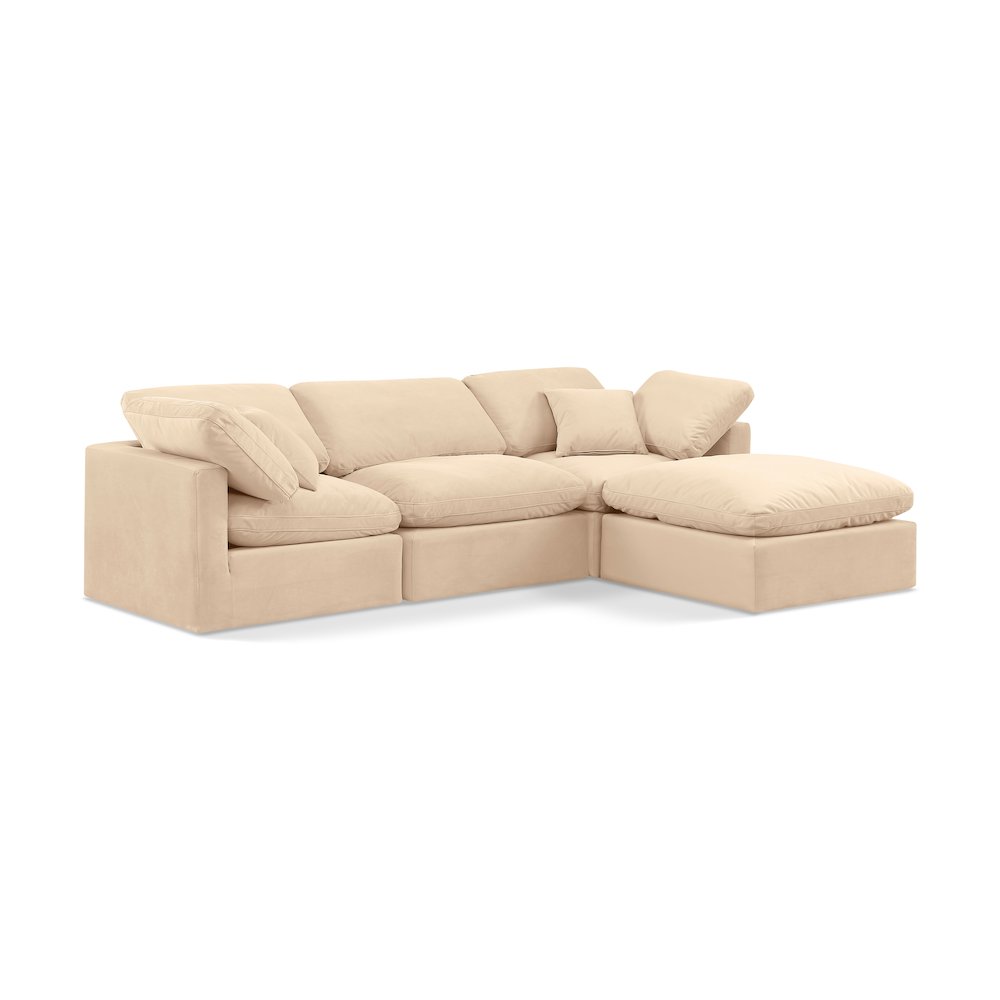 Indulge Beige Velvet Modular Sectional