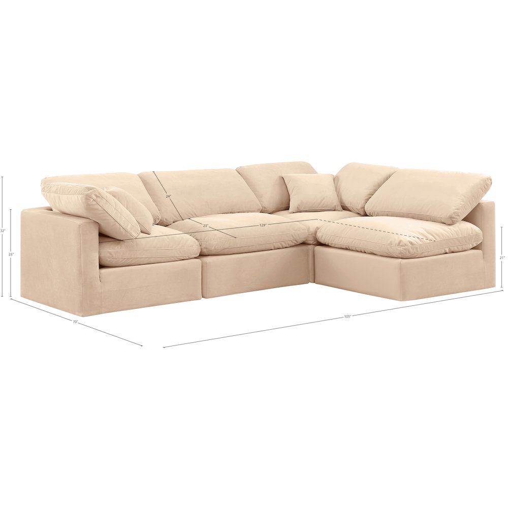 Indulge Beige Velvet Modular Sectional