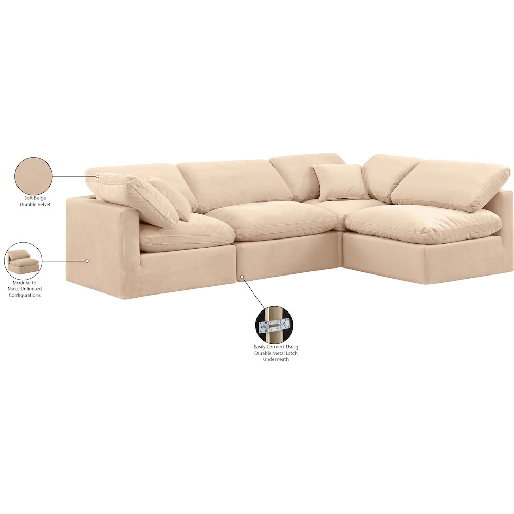 Indulge Beige Velvet Modular Sectional