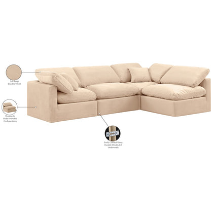 Indulge Beige Velvet Modular Sectional