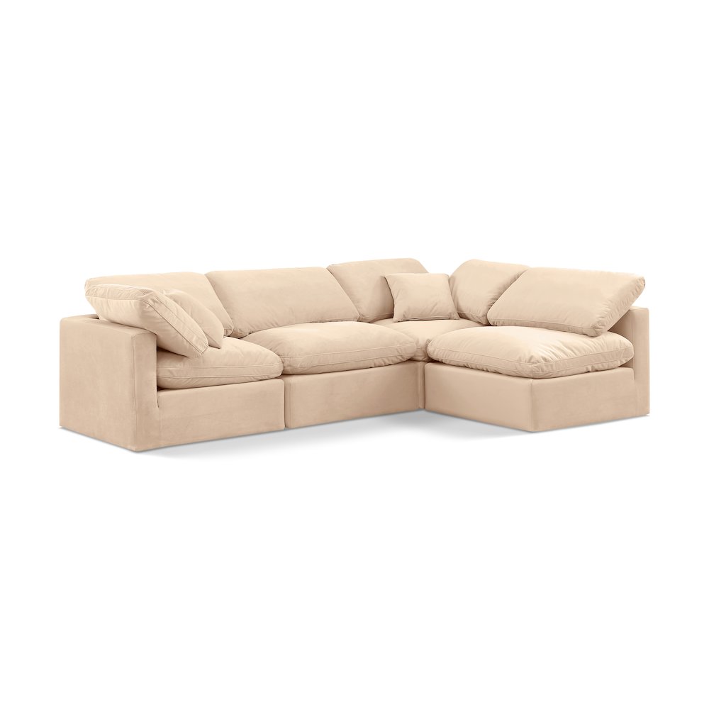 Indulge Beige Velvet Modular Sectional
