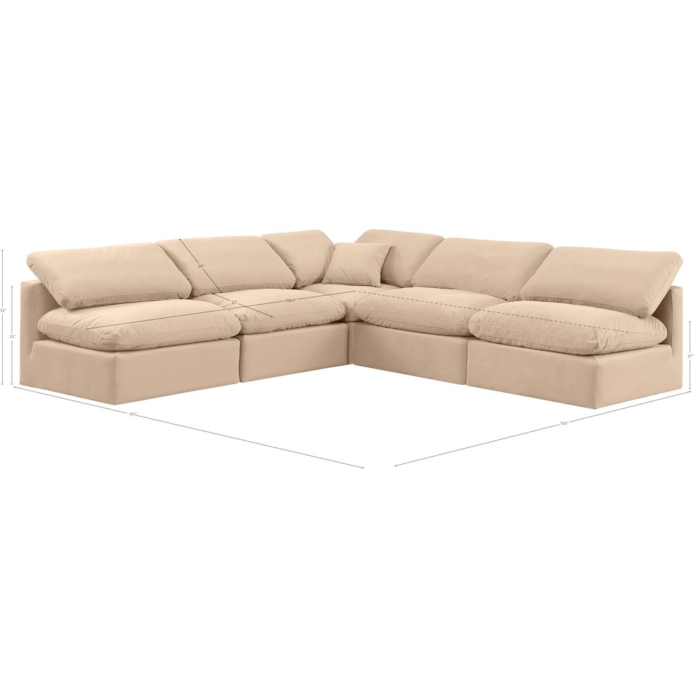Indulge Beige Velvet Modular Sectional