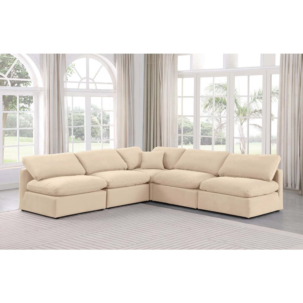 Indulge Beige Velvet Modular Sectional