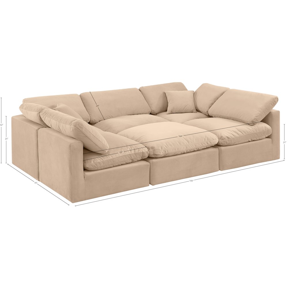 Indulge Beige Velvet Modular Sectional