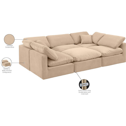 Indulge Beige Velvet Modular Sectional