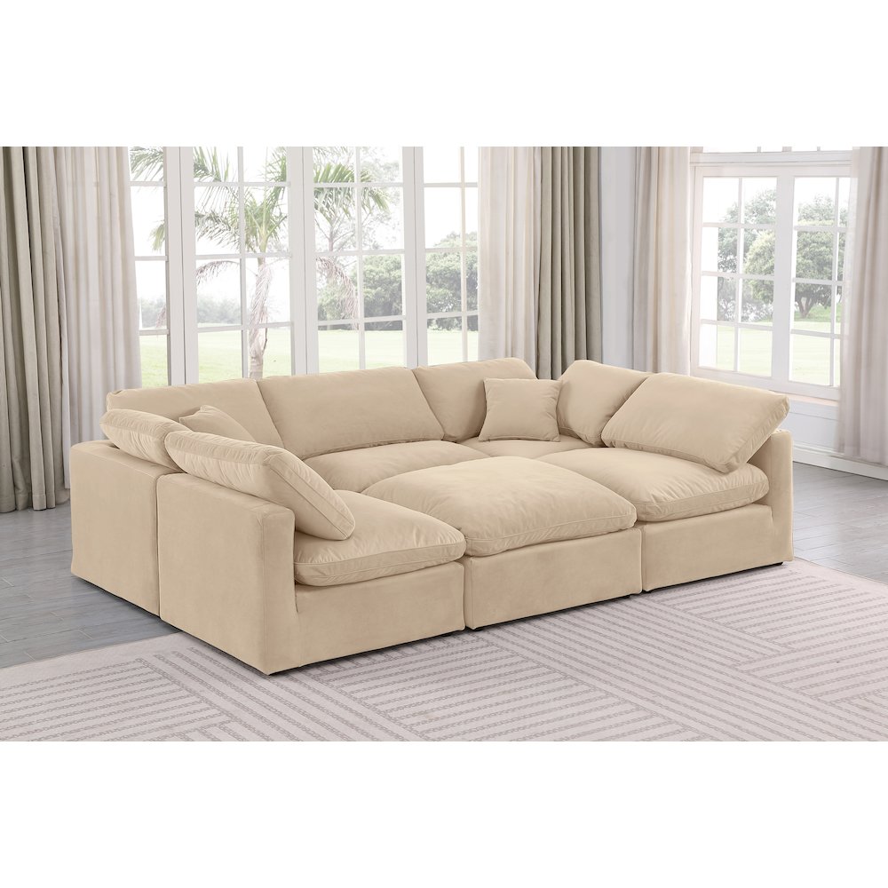 Indulge Beige Velvet Modular Sectional