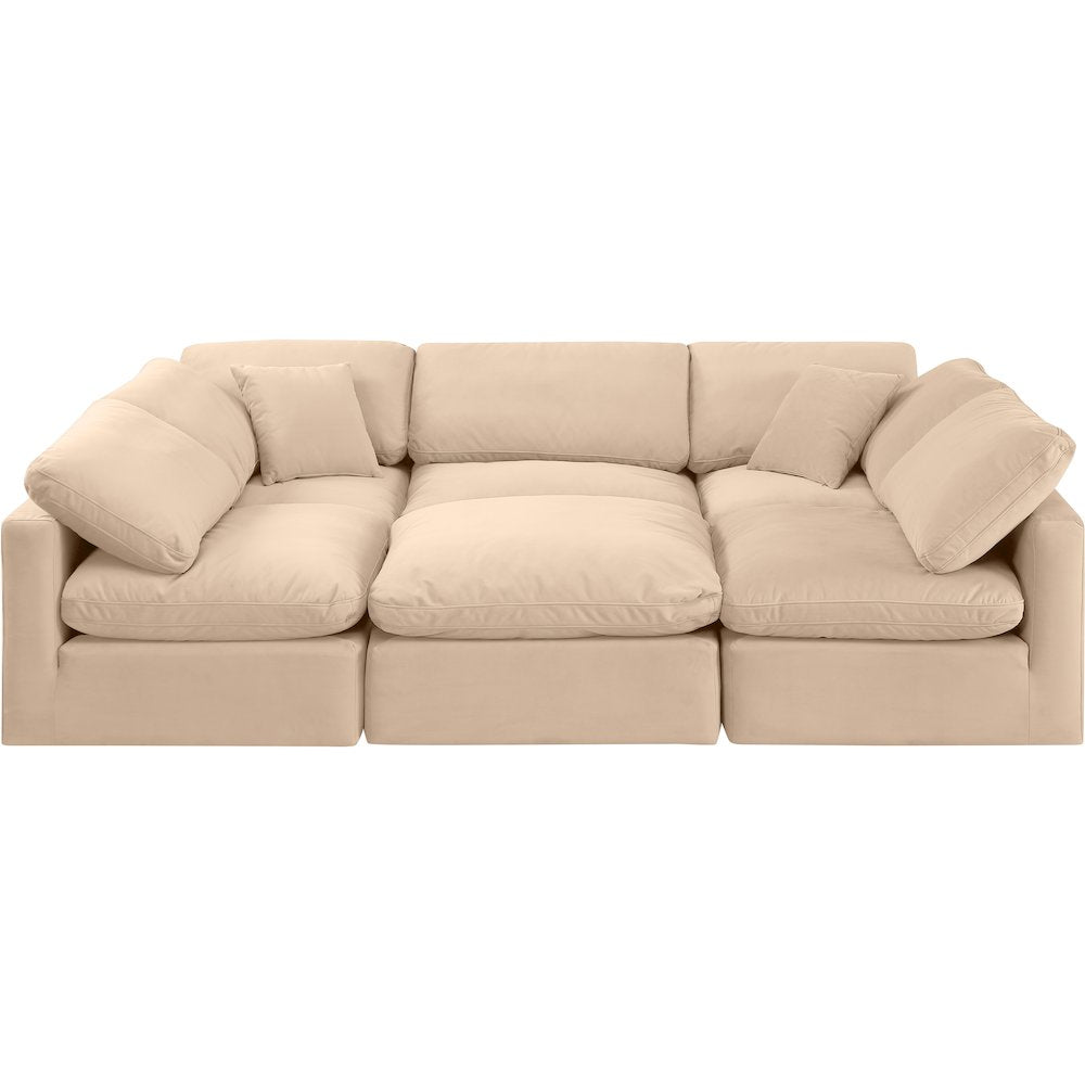 Indulge Beige Velvet Modular Sectional